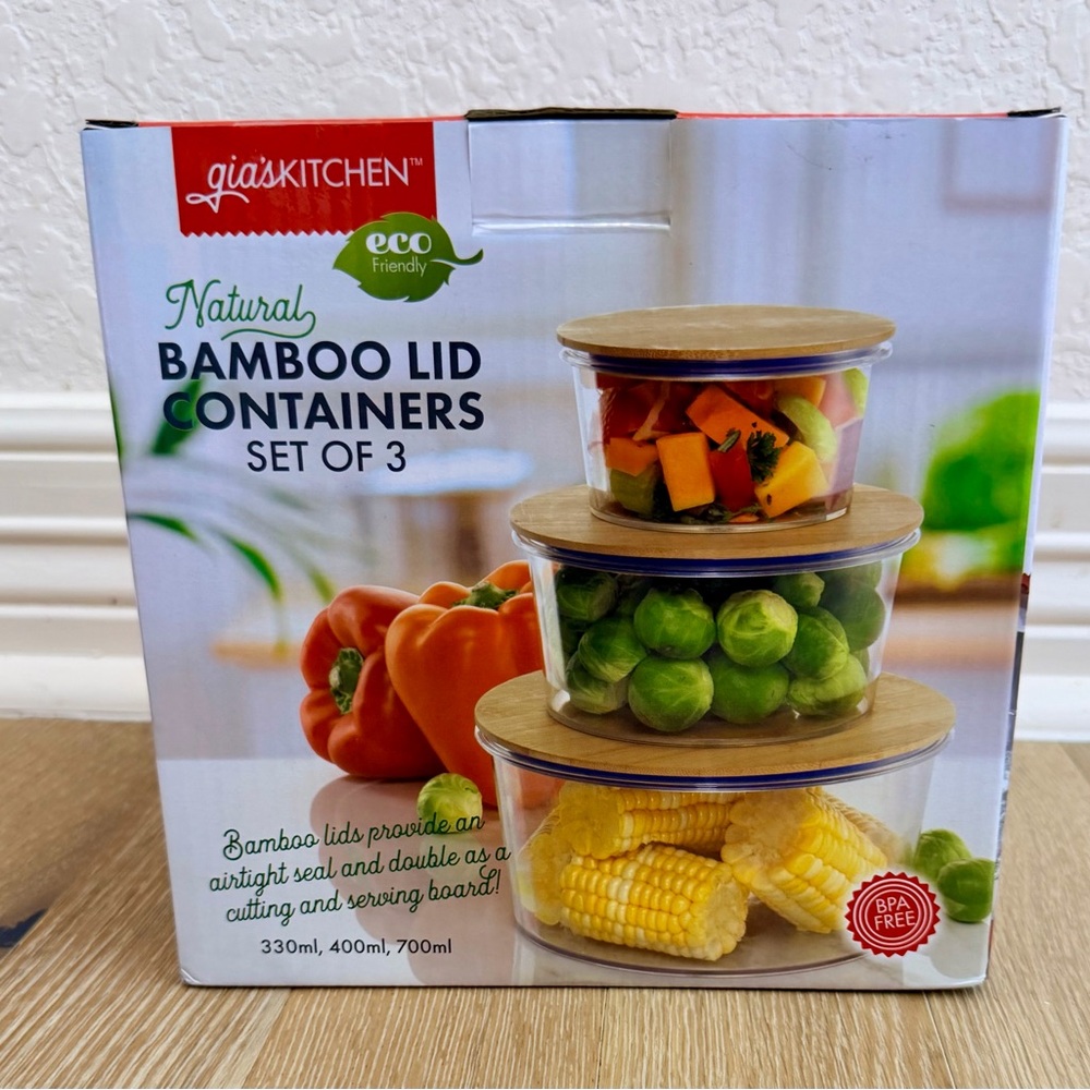 Gia’s Kitchen National Bamboo Lid Containers Set of 3